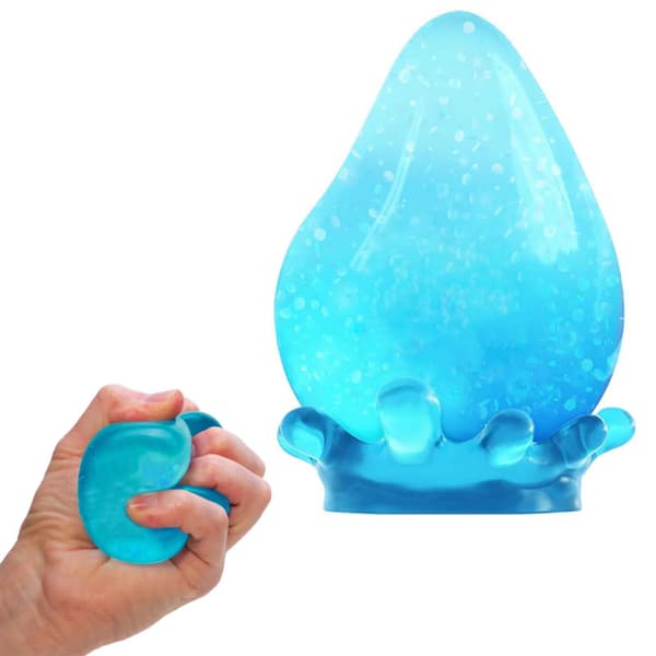 Blå Vanddråbe Glitter Squishy Bold, Blød Silikone Sensorisk Klemmelegetøj, Angstlindrende Fidget Legetøj med Stabil Base til Skrivebordsdekoration blue