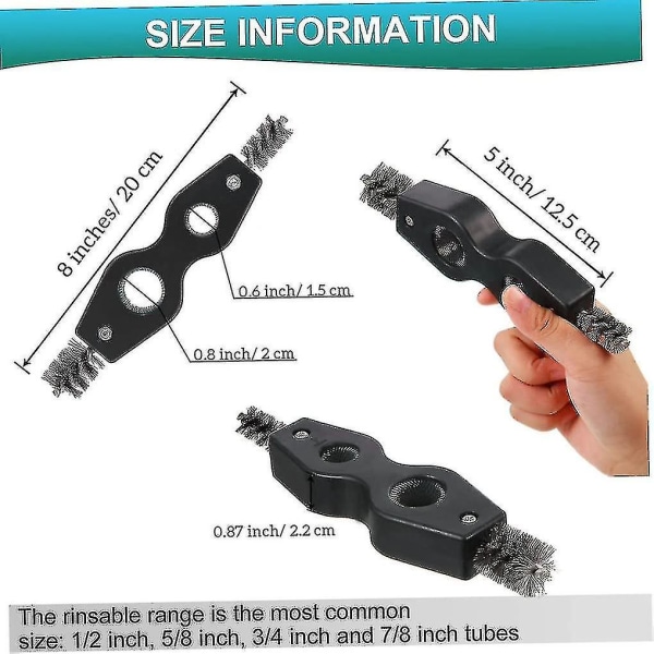 3 stk rørrenserbørste rør avgradingsverktøy