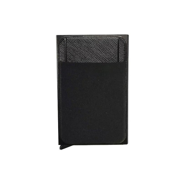 Korthållare med pengaficka Pop up-plånbok som blockerar smal metall case Rymmer kort och sedlar, för män eller kvinnor (2st, svart)