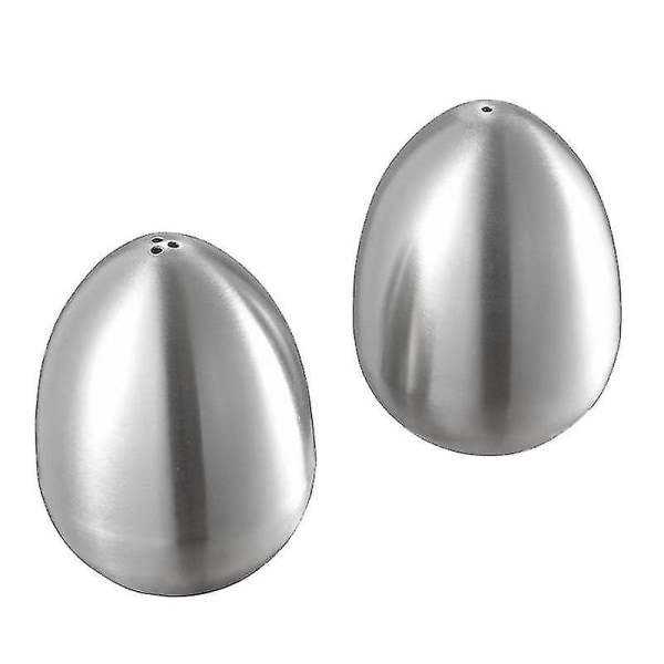 2 Pieces Stainless Steel Pepper Shaker Egg Shaped Salt Shaker Set Kitchen Tool