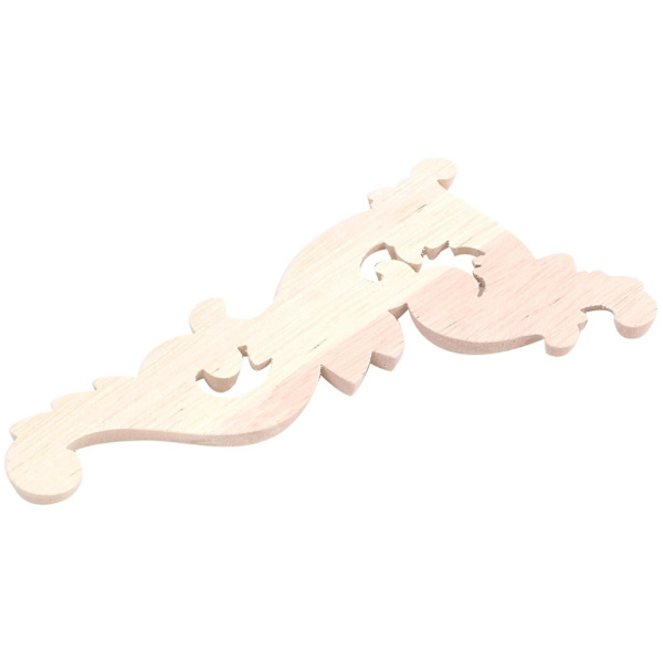 2 stk Træudskårne Hjørneapplikationer Umalet Applique Ramme Dør Dekorationer Dekal 15*8*0.8cm