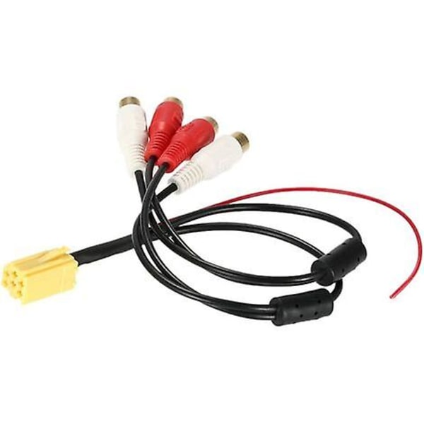 Bil ISO-adapter, Mini 6-pin ISO-adapter Aux-linjeutgang 4 Chinch-kabel 4 RCA-plugg for Seat