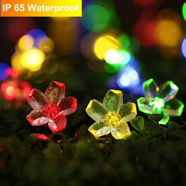 Aurinkokennovalot puutarhaan, 7 m 8 tilaa 50 LED-kukka Aurinkokennokäyttöiset vedenpitävät ulkovalot terassille, pihalle, puuhun, Flower Shape