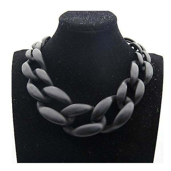 Vintage Resin Lackingone Akryl Krage Chunky Choker Statement Bib Kedja Halsband Hängsmycken Svart