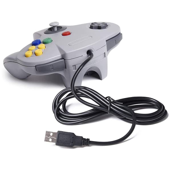 Retro USB-kontroller for N64-spill, N64 Klassisk USB-kontroller Silver