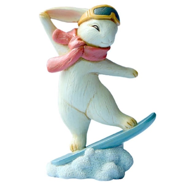 Lovely Bunny Atlet Ornament Sports Figurine Ski Hjem Gaver(a)