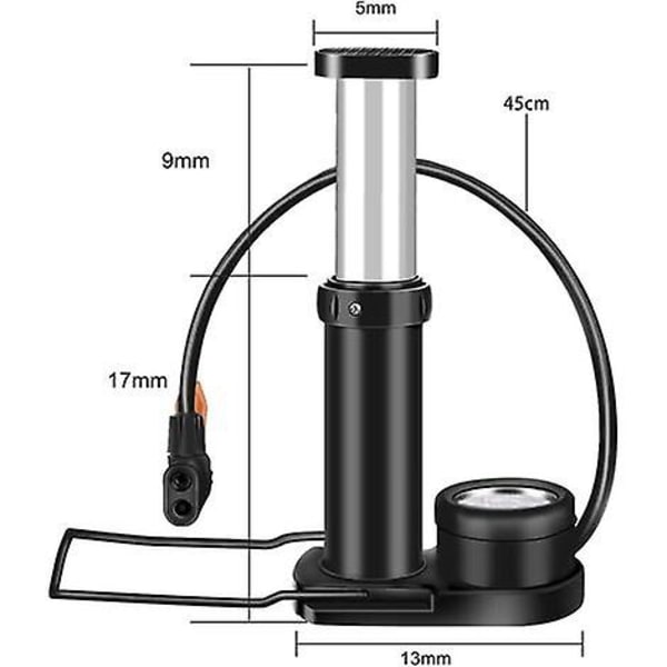 Polkupyörän pumppu, pyörän pumppu, käsipumppu paineenmittarilla, 160 psi, kevyt, nopea ja helppokäyttöinen