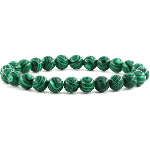 Kristall armband, 8mm Naturstenpärlor Armband, Läkande Kristall Armband för Kvinnor Män Malachite