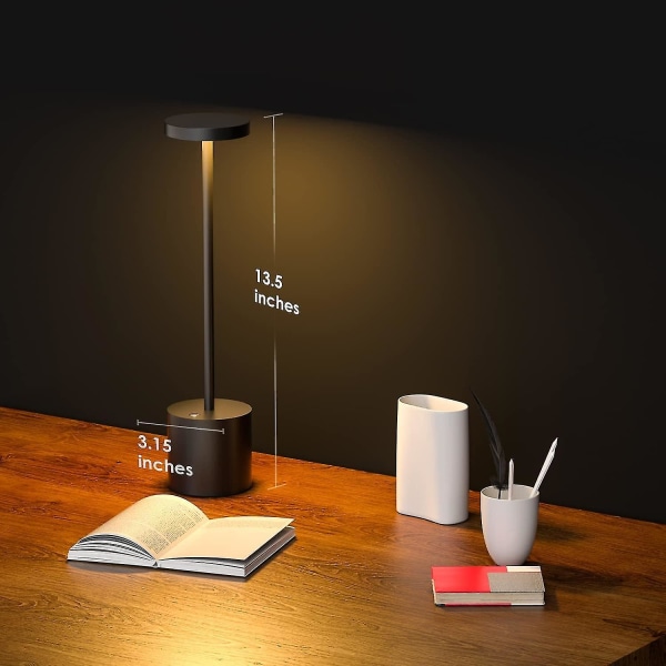 Langaton ladattava akkukäyttöinen ruokapöytälamppu 6000 Mah Led pöytälamput 13,5 tuumaa 3-tasoinen valoväri, säädettävä himmennettävä kirkkaus For Re