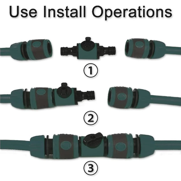 3 stk slangekoblinger med avstengningsventil Dobbel hannkoblinger Vanningsslangekoblinger for landbruk, hage