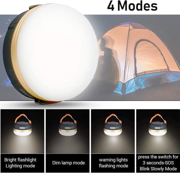 LED Campinglykt 300LM – 4 Moduser, Vanntett