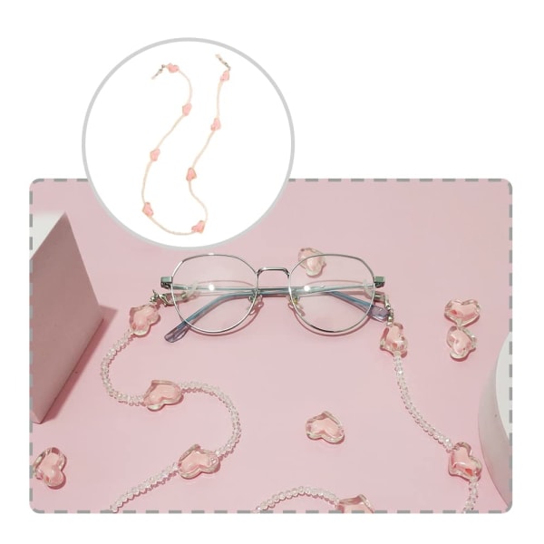 Silmälasiketjut, silmälasiketjut Muodikas silmälasiketju helmillä koristeltu aurinkolasiketjut kaulanauha Lukulasien hihna naisille Rakasta kristallilasiketjua