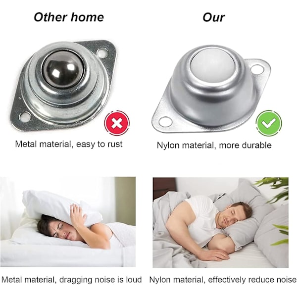Kullager i Nylon, 10 st Universal Stålkula Rullkula Hjul, Rullar Nylon Små Rullhjul, Kulöverföringslager för Möbler