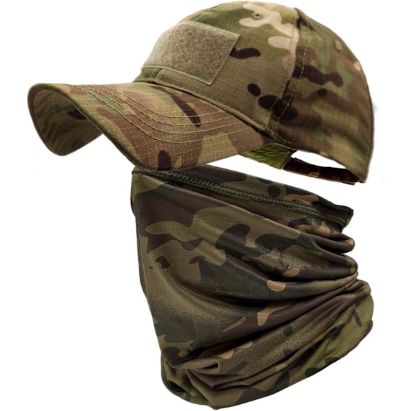 Camo-hatter for menn med kjølende nakkevarmer Baseball Caps Ansiktsmaske Hær Taktisk Militærhatt Nakkerør Snoods for løping jakt camping Camo Cp One Size