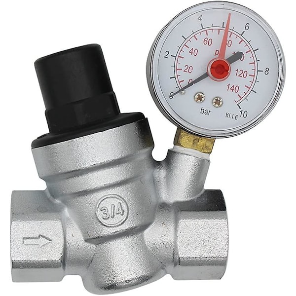 Dn20 Vandtrykreducer 3/4 Tomme Vandtryksregulator Med Manometer