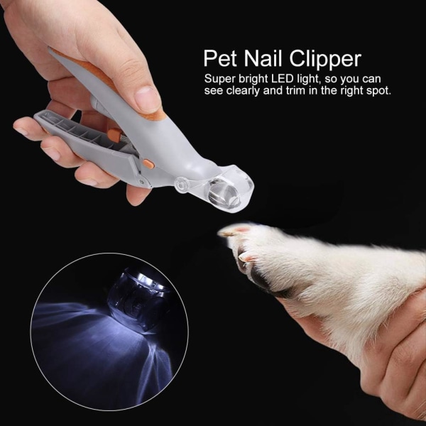 5X förstoringsglas hundklosax, professionell LED-ljus säkerhetstrimmer hund katt nagelklippare för stora, medelstora och små raser, kanin och marsvin