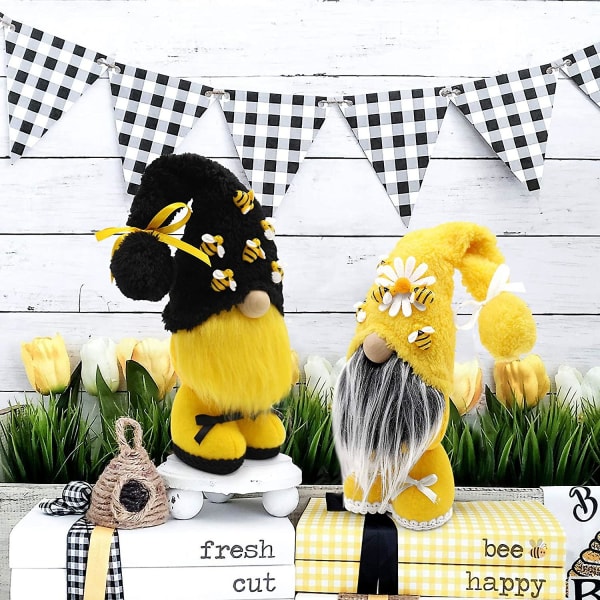 Plush Gul & Svart Skandinavisk Tomte Nisse Svenska Vårfågel Eller Sommardekorationer