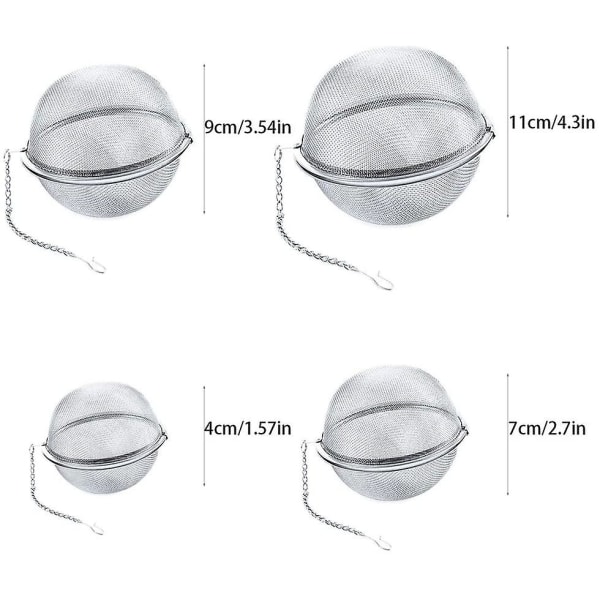 Teepallo, 4 kpl Ruostumattomasta Teräksestä Valmistettuja Teepalloja, 4-11cm Teesuodattimia