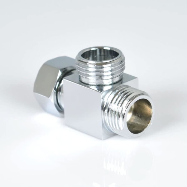 Messing brusearm 3-vejs diverter T til slange standardforbindelse - G1/2\" håndbrusesystem reservedel bruserflowkontrol splitter T-samlingsadapter