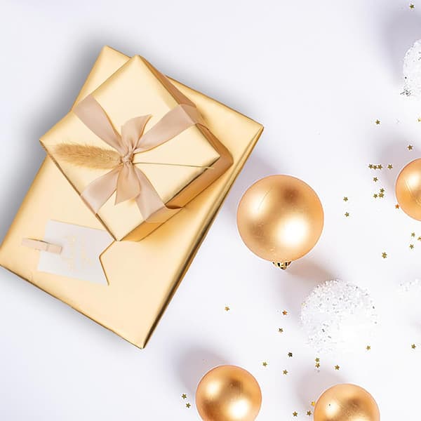 Presentpapper för bröllop, födelsedag, jul (guld)