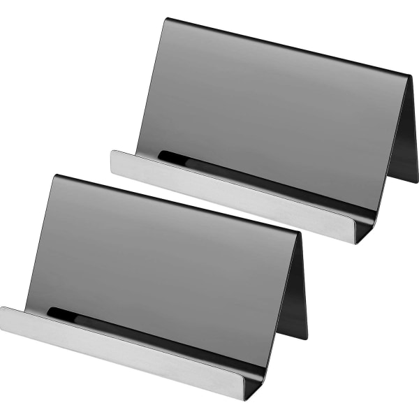 2 stk. rustfrit stålkort holdere skrivebords kort display visitkort rack arrangør