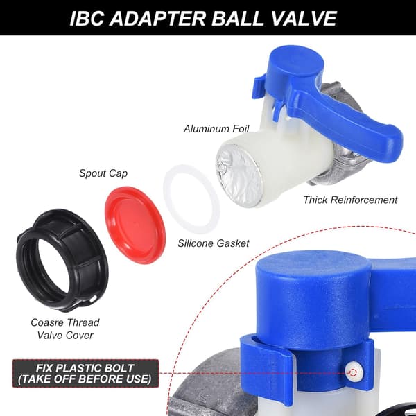 75 mm IBC-tankadapter - DN50, 1000L IBC-adapter, sommerfugleventilafbryder til havevanding