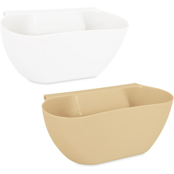 Hängande Köksavfallskorgar, Set om 2 - Sopor för Matrester och Kompost - Liten Hängande Papperskorg för Köksbänken eller Husbilen, Liten Köksavfallskorg WhiteBeige