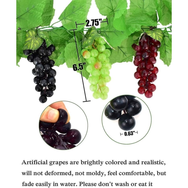 3 klaser med falske druer Simulering frukt naturtro kunstige druer