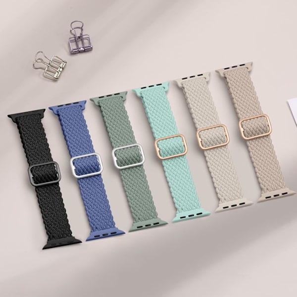 Punotut Solo Loop -hihnat yhteensopivat Apple Watch -rannekkeen kanssa 38mm 40mm 41mm, joustavat hihnat joustava urheiluranneke Apple Watch SE/iWatch -sarjaan Black 38/40/41mm