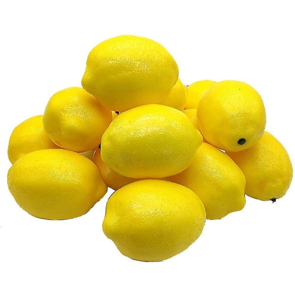 15 stk kunstige sitroner 8,5 cm kunstige frukter kunstig gul sitronskum
