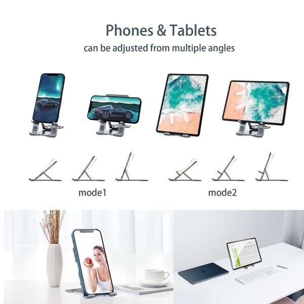 Puhelinteline Tablet-teline Säädettävä Matkapuhelinteline Taitettava Metalliteline