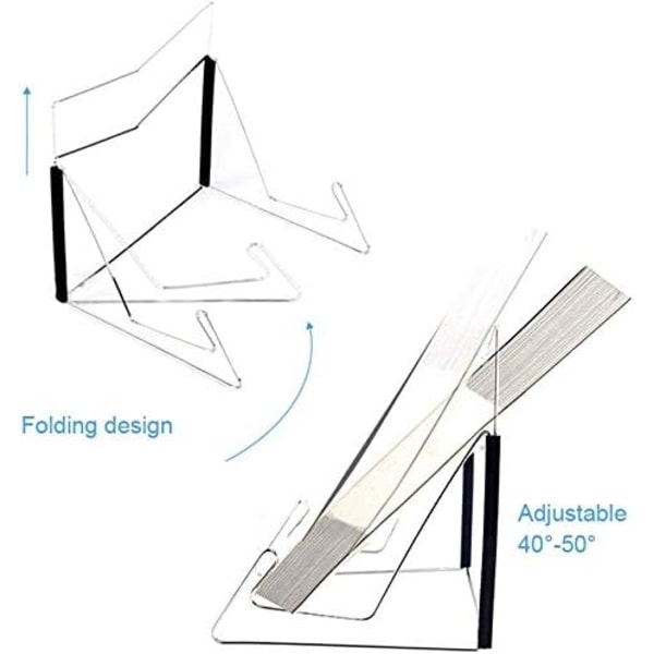 Bogstøtte, Fold-n-Stow Metal Bogstand Justerbar og Bærbar Læsning Bogstøtter Multifunktionel Stativ Holder til Lærebog, Ipad, Kogebog (Sort)