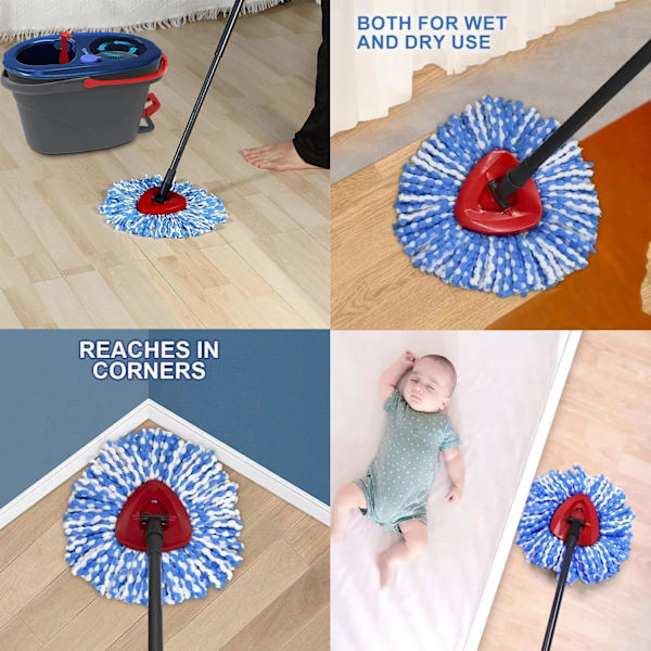 3 Pakkia Spin Mop -Päällisiä, Yhteensopiva Ocedar RinseClean 2-Säiliö Mop -Järjestelmän Kanssa, Mikrokuitu Mop -Täyttöpäät Kaikkien Kovapintaisten Lattioiden Puhdistukseen