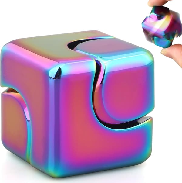 Fidget Spinner Cube i metall, EDC håndspinner stressavlastning sensorisk leketøy, kul kontorgadget, Valentinsdagsgave til gutter menn barn