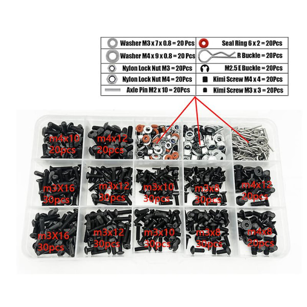 Skruvsats för 1/8 1/10 Hsp Traxxas Trx-4 Trx-6 Tamiya Cfx Mst Hpi Kyosho D90 Scx10 D110 AXIAL D110 Rc Bildelar Reparationsverktyg