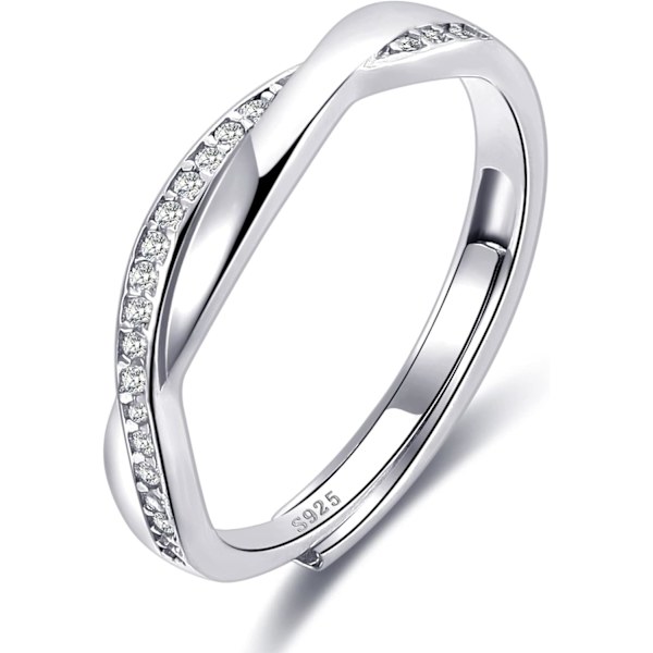 Sølvringer for kvinner Kjærlighetsknute Ringer Justerbare Åpne Fingerfjærringer Smykkegaver Kryssede Ringer for Kvinner med Cubic Zirconia style12