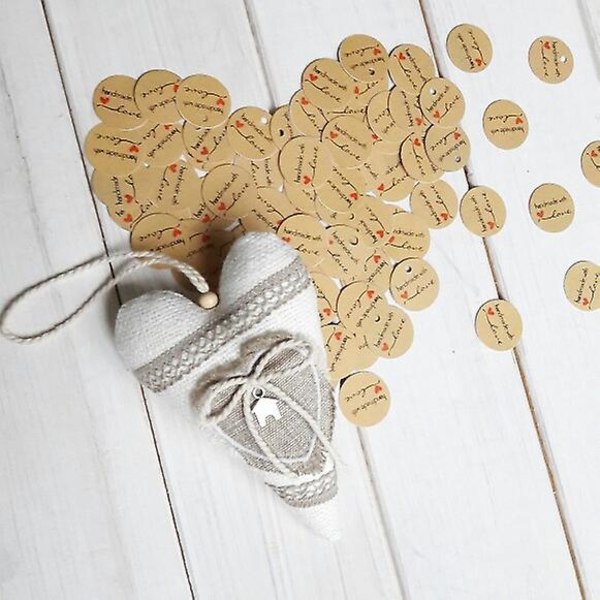 Sarjakuva käsintehty rakkaudella Pyöreä leivontatarra Itseliimautuva tarrasisustus kotitekoisiin lahjoihin (4 kpl, puun väri)