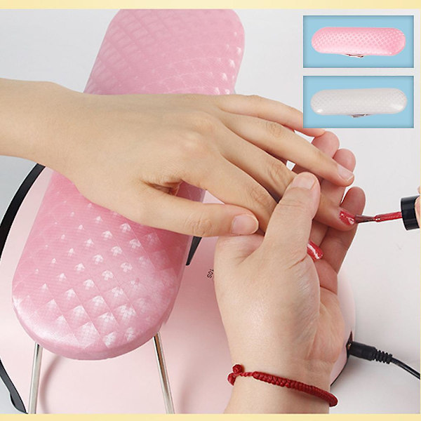 Mikrofiber Läder Nagelstöd Manikyr Handkudde Rostfritt Stål Hållare Med Halksäker Silikonremsa Professionell Nagelstöd Kudde Bord Bordsstation