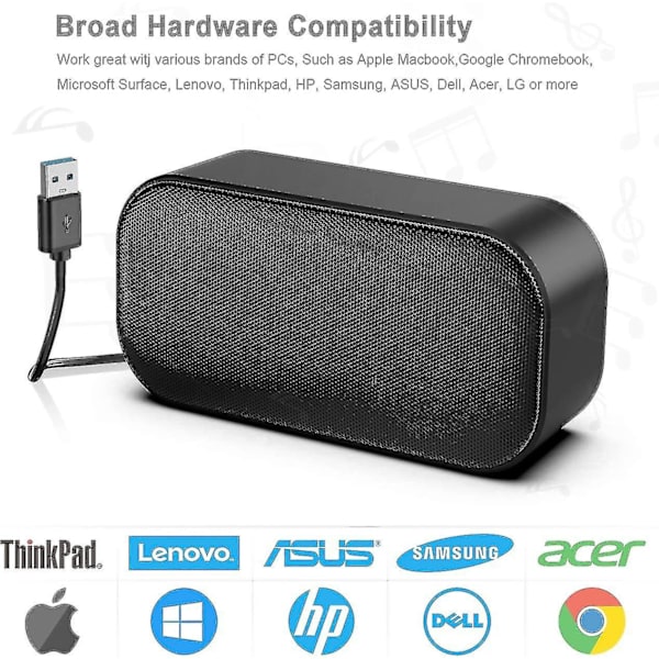 USB-högtalare för dator, PC-högtalare för skrivbord, små bärbara högtalare med högkvalitativt ljud, hög volym, plug and play