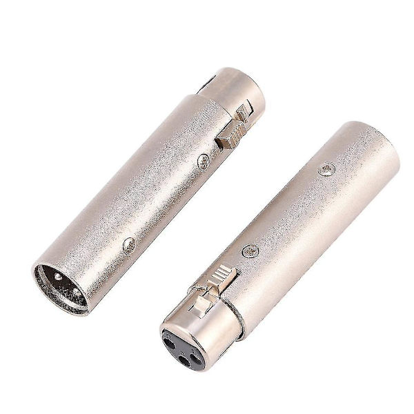 2 stk. Mikrofonkontakt 3-polet XLR Han til Hun Stik Lyd Mikrofon Forlænger Adapter Stik
