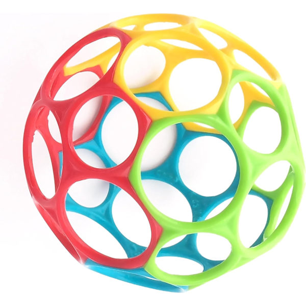 Oball Easy Grasp Classic Boll BPA-Fri Spädbarnsleksak i Röd, Gul, Grön, Blå, Ålder Nyfödd och uppåt, 4 Tum Blue, Red, Green, Yellow