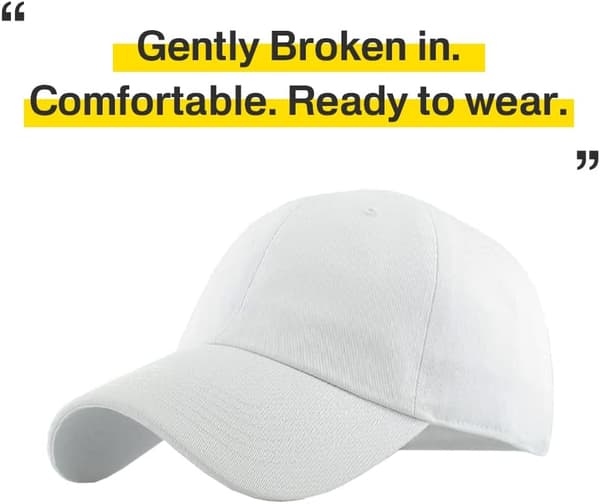 Lavprofil bomullscap menn kvinner baseballcap pappa-hatt justerbar White