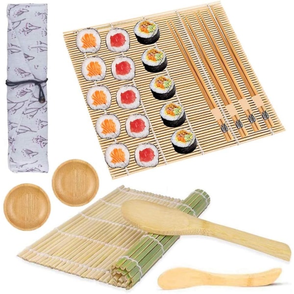 Bamboo Sushi Making Kit 11-pack. DIY Sushi Maker Set för nybörjare - 2 Sushi
