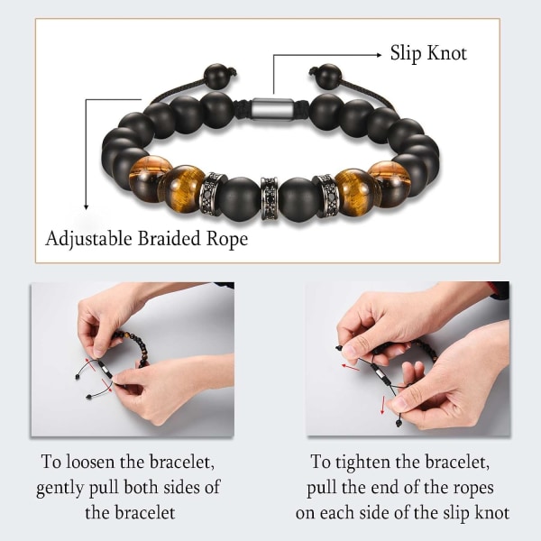 Gaver til mænd Drenge, Kæreste Mand Armbånd Tiger Eye Armbånd til Far Bedstefar Søn Onkel Bror, Perler Armbånd Gave til fødselsdag Far Dear Dad Dear Dad