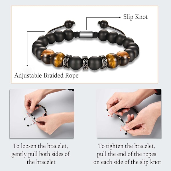 Presenter till Män Pojkar, Pojkvän Make Armband Tigeröga Armband till Pappa Farfar Son Farbror Bror, Pärlarmband Present till Födelsedag Far Uncle Uncle
