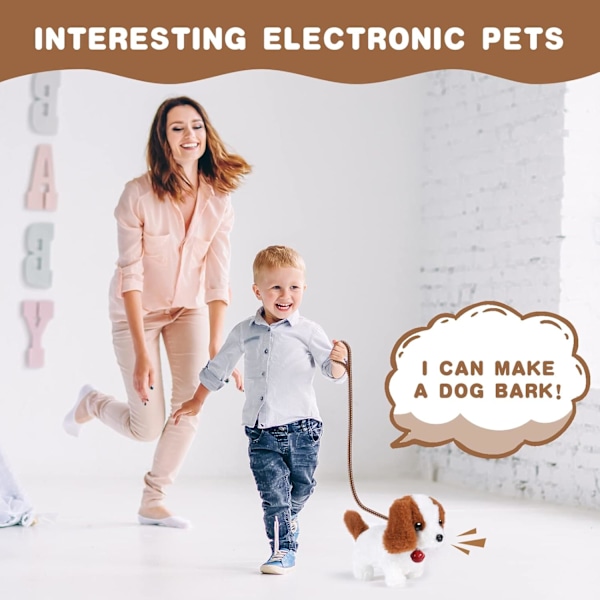 Leksakspupp, Elektronisk Interaktiv Plysch Leksakshund, Valp Elektronisk Interaktiv Husdjur Hund Pojkflicka Födelsedagspresent - Gå/Skälla/Svängande Svans 9cm (H) X 17cm(l) X 14cm(w)