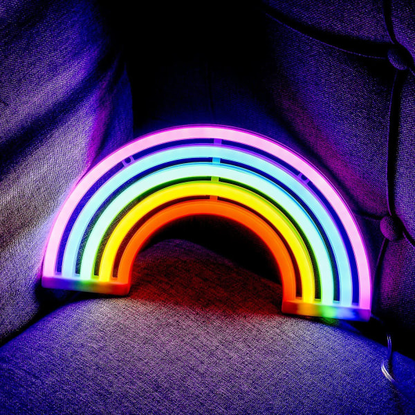 Pöytävalaisin Yövalot Värikäs Sateenkaari Neon Lamppu Merkit Valo Huoneelle