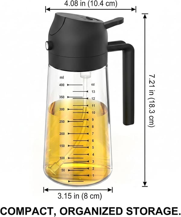 2-in-1 lasinen suihkepullo, 450 ml, mitta-asteikolla Black