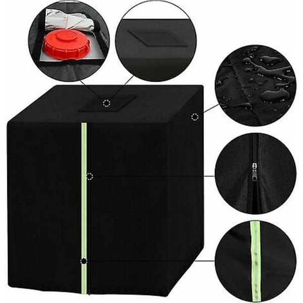 IBC-skydd, Tank IBC-behållare Skydd, 420D UV-skyddat IBC/regn Skydd med blixtlåsöppning, Reflekterande tejp, För behållare