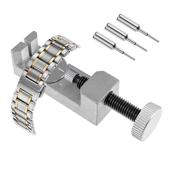 Silver-klocka Rem Link Pin Remover Pin Remover Watch Verktygsreparationssats för urmakare med 3 extra stift